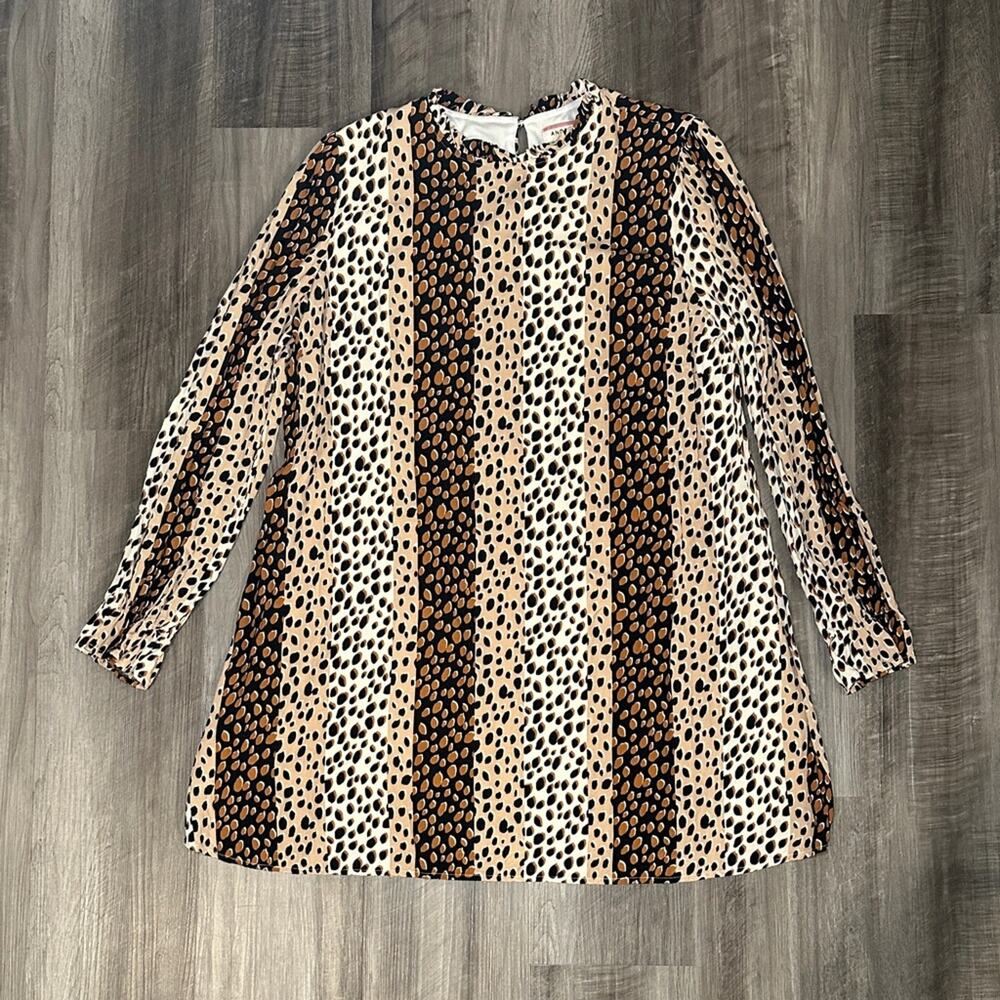 Andree by Unit Animal Print Style Long Sleeve Slip Dress - Large